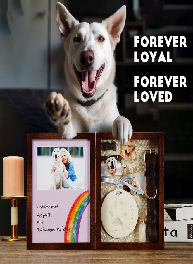 JupDec Dog Memorial Gifts Pet Shadow Box Wooden Picture Frame with Paw Print Keepsake for Loss of Dog & Cat Remembrance Sympathy Deep Display Case for Collar and Hair (Brown) - Image 5